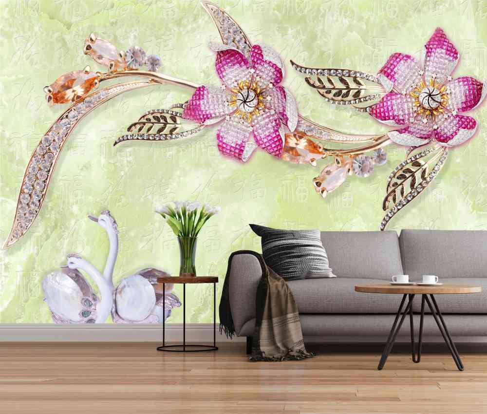 Modern Floral Wallpaper For Sofa Backgrounds Walls
