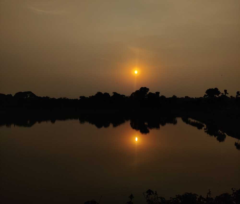Sunset Scenery in Village Pond Side